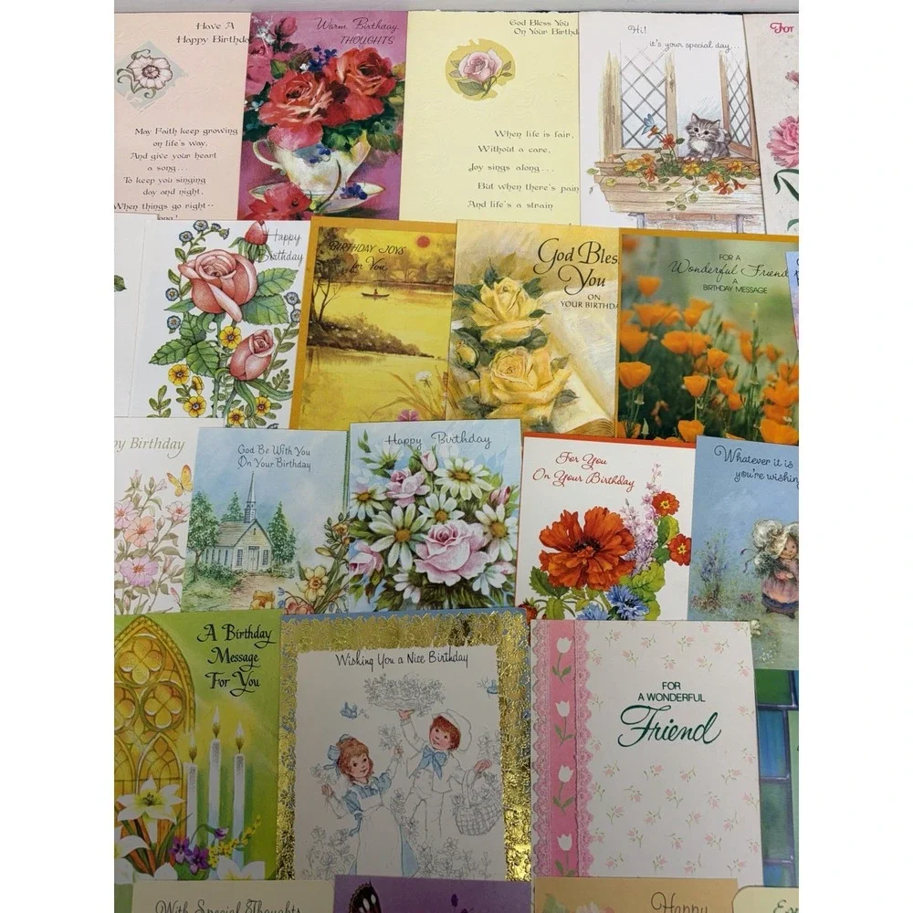 Vintage Birthday Cards Some Fronts ONLY Scrapbooking Crafts Decoupage Lot of 50+